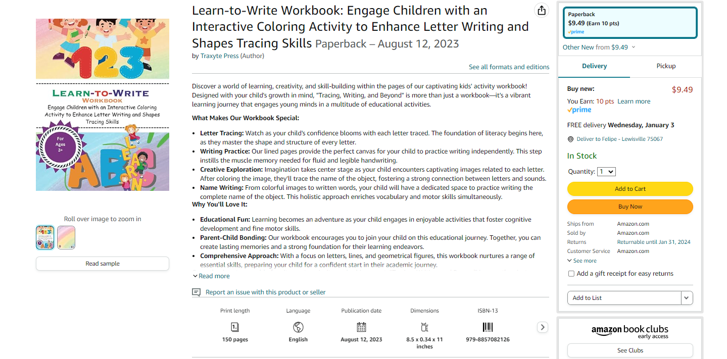 Learn-to-Write Workbook: Engage Children with an Interactive Coloring Activity to Enhance Letter Writing and Shapes Tracing Skills